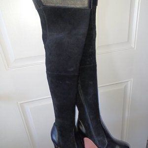 Thigh high suede 4 inch heeled boots, brand new and never worn.